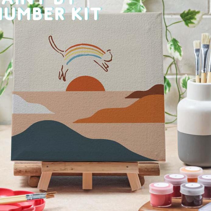 

マ Paint by number lukisan dessert cat VER 1 canvas 20x20 cm / painting kit / set melukis New!