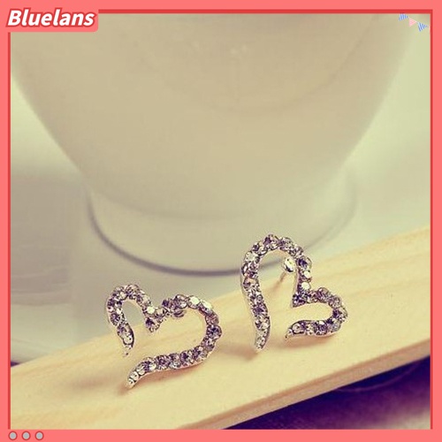Anting Stud Kristal Berlian Imitasi Bentuk Hati Untuk Wanita