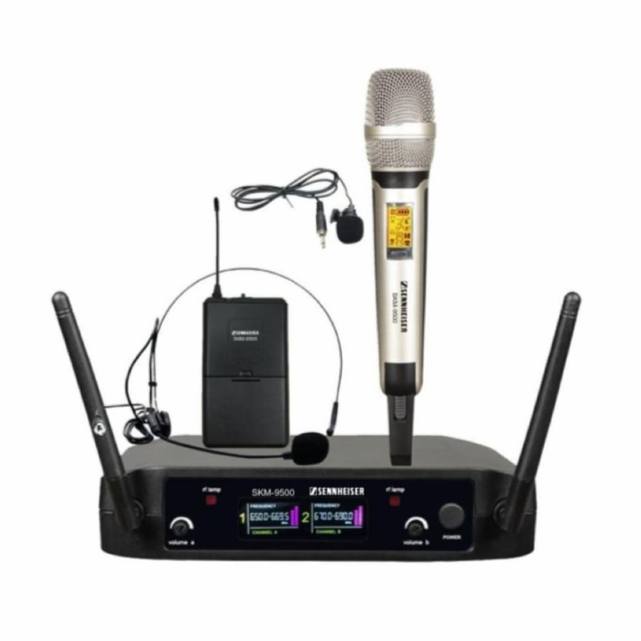 Sennheiser SKM 9500 SKM9500 Mic Wireless 1 Mic Pegang + 1 Mic Clip On