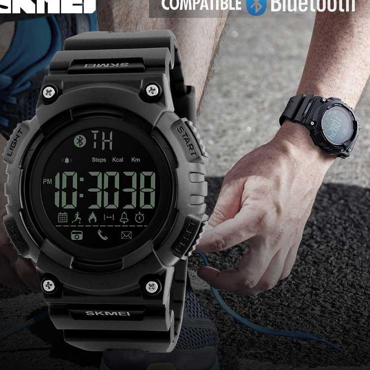 Murah Ekonomis COD✔ Jam Tangan Pria Smart Watch Sport SKMEI Smartwatch Bluetooth Water Resistant 50M 1256