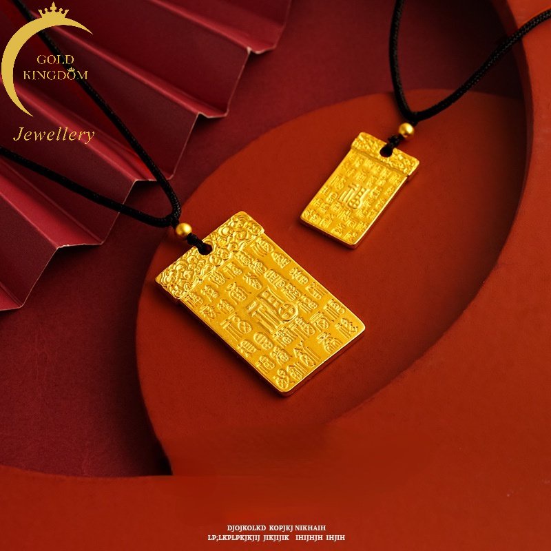 Goldkingdom Perhiasan Fashion Emas Asli Kadar 375 Bangkok Aksesoris Ready Stock Xiangyun Baifu Kesehatan Tidak Kasur Merek Pria Dan Wanita Kalung Pasangan Liontin