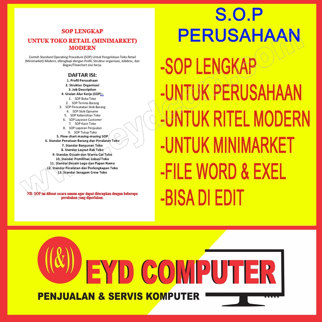 SOP PERUSAHAAN MINIMARKET RETAIL MODEREN LENGKAP