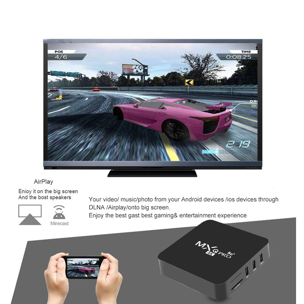 android smart tv box 4K 2GB 16GB mxq pro Android Player RK3328A Rockchip 2.4GHz WIFI Google Play