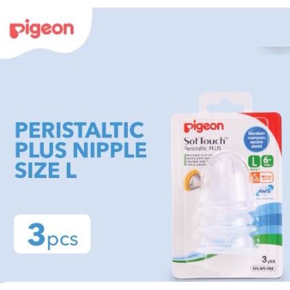 PIGEON Dot Peristaltic Plus isi 3 pcs Blister L / M / S - Soft Touch - Nipple for Wide Neck Bottle