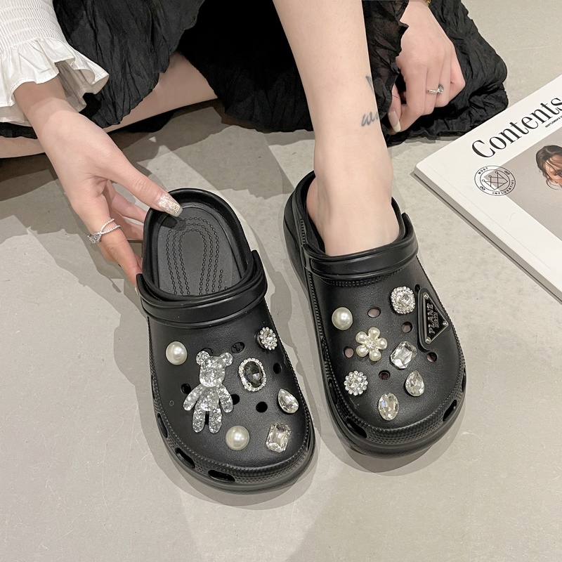 ✅PINKEY P075 Sandal Fuji Wanita Selop Sendal Perempuan Baim Jibbitz Wedges