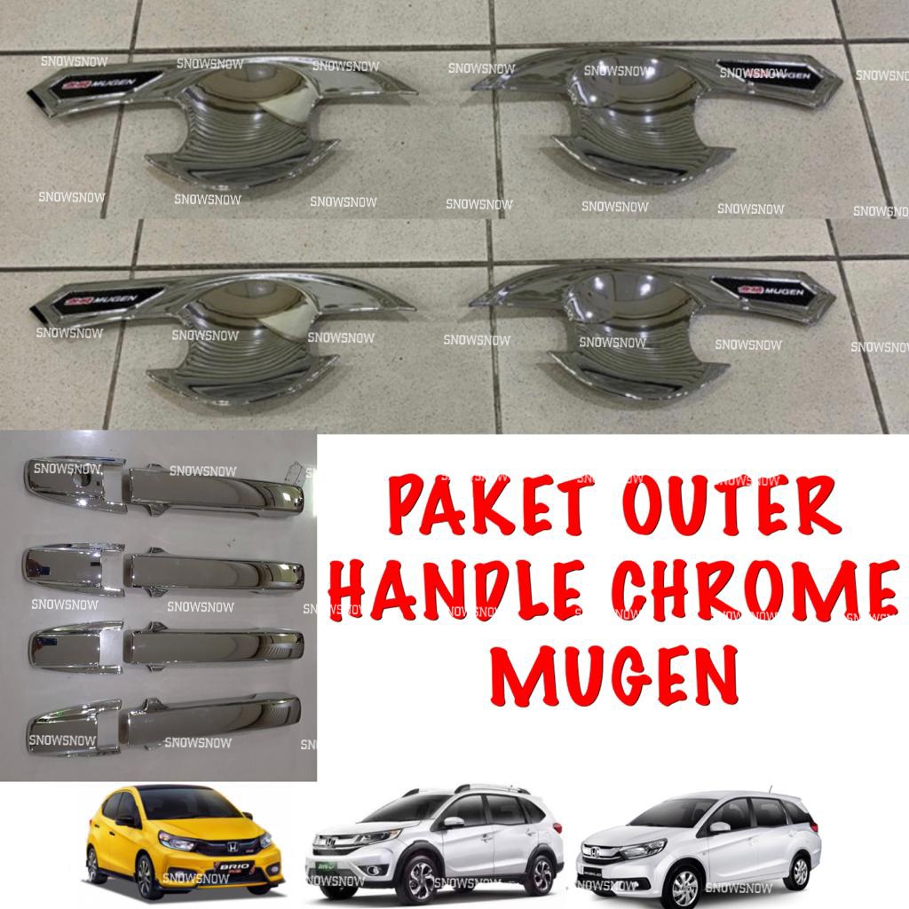 Paket Outer Handle Cover Brio Brv Mobilio Mugen Hitam Chrome Carbon