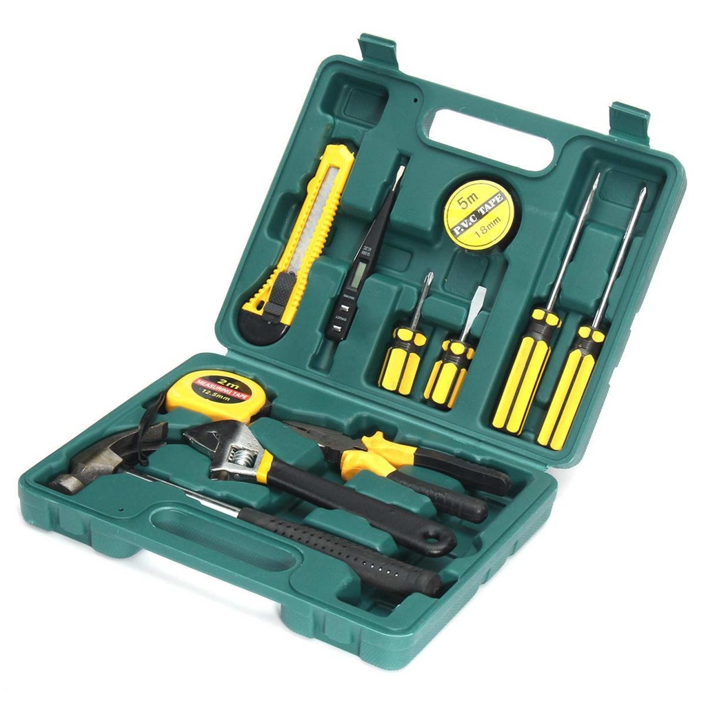 Alat Pertukangan 12 in 1 Kunci Set 12pcs Hand Tools Set Rumah Otomotif Perkakas ToolKit ToolSet Toolbox Obeng Tang Palu