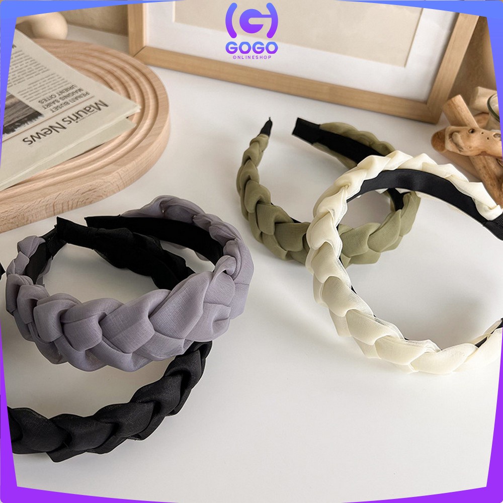 GOGO-C530 Bando Kepang Wanita Scrunchie / Bandana Nagita Organza / Headband Kepang Jalin Besar Ala Korea Aksesoris Rambut Wanita