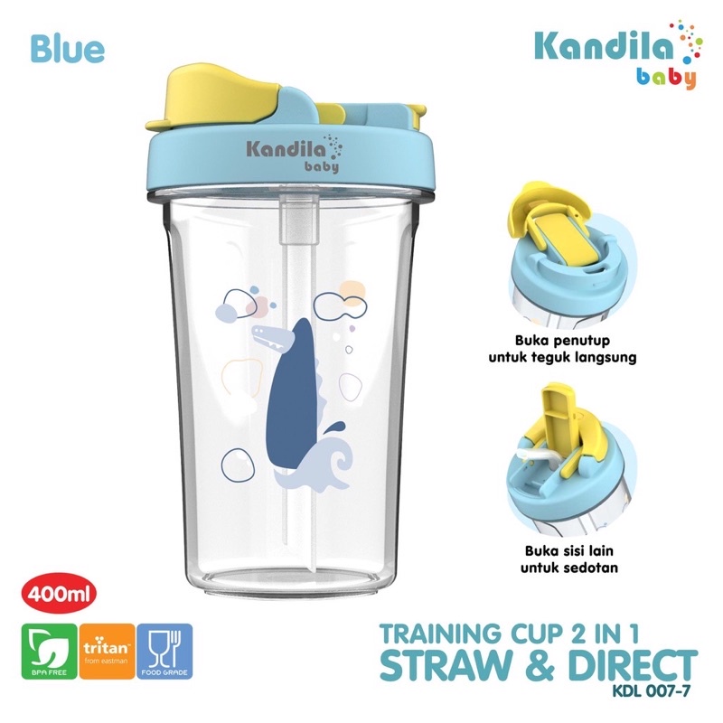 Kandila Baby - KDL007-7 Training Cup Straw &amp; Direct 400ml - Gelas Bayi / Botol Bayi