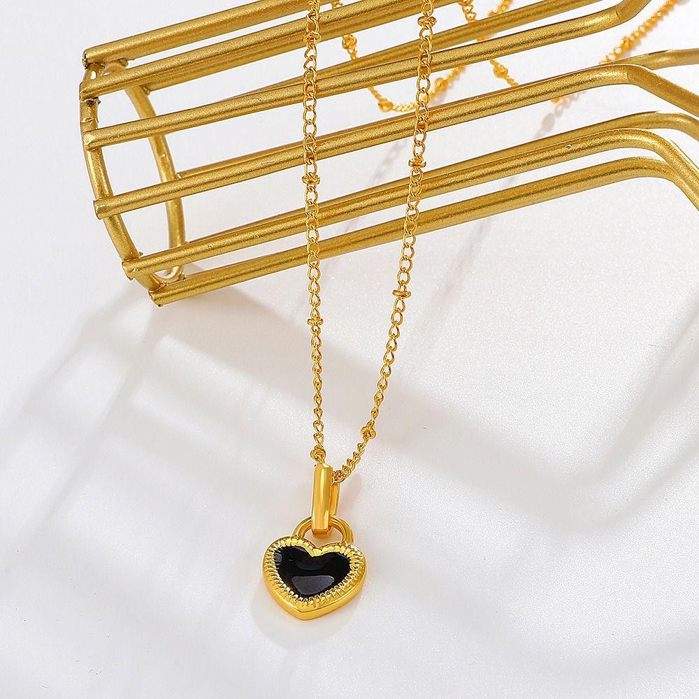 Agustina Kalung Hati Kepribadian Temperamen Vintage Untuk Gadis Dua Sisi Hadiah Pesta Liontin Kalung Keren Wanita Necklace