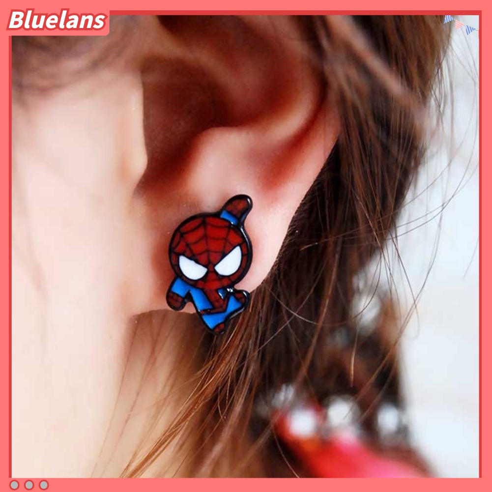 Anting Stud Enamel Desain Kartun Spiderman Deadpool Captain America