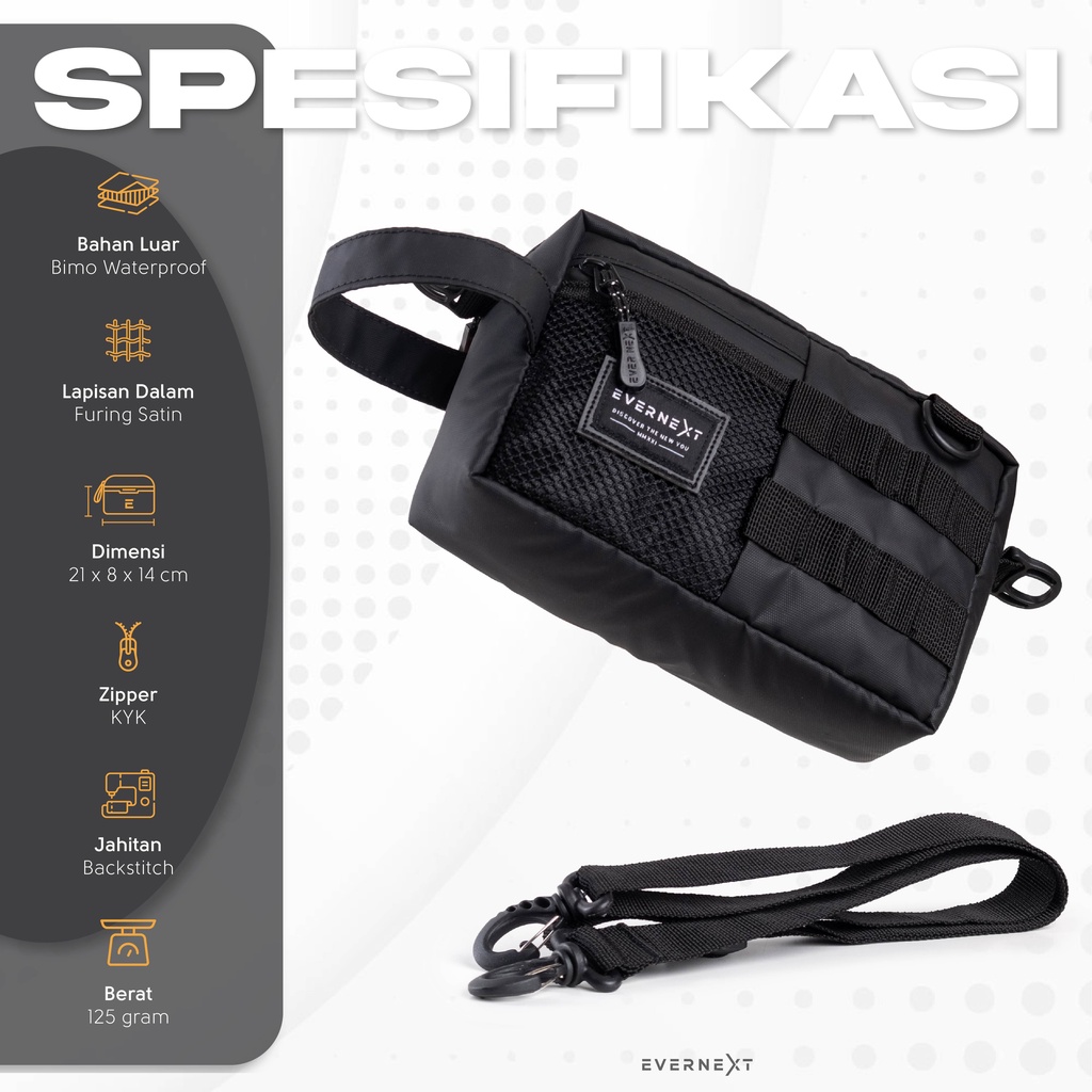 Tas Clutchbag Hitam Pria Tas Clutchbag Pria Multifungsi Slingbag Trendy Tas Selempang Bahu Hitam Polos Waterproof Premium Tas Handbag Remaja Kekinian