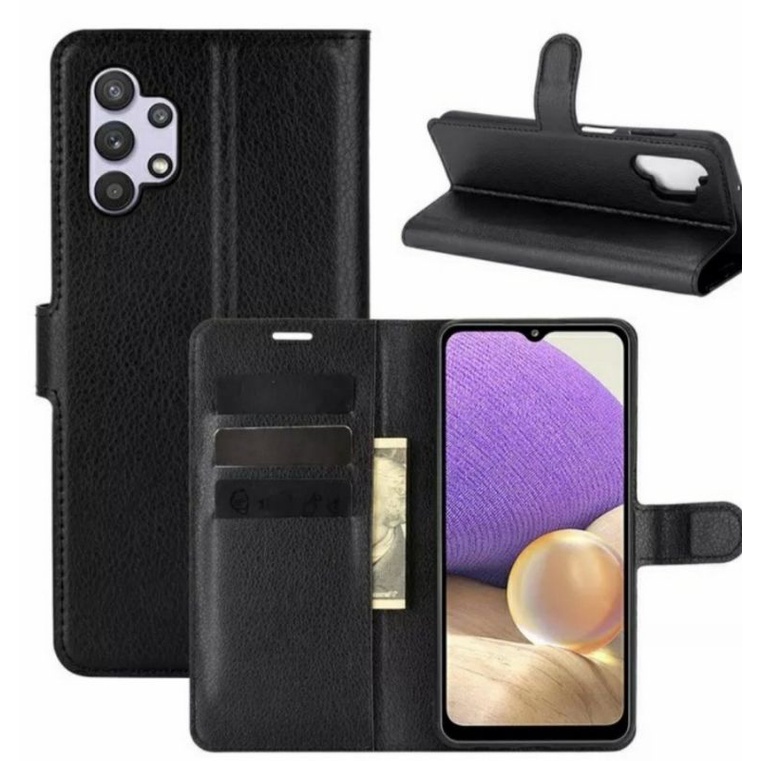 Flip Wallet Leather Samsung M23 5G Leather Flip Case Cover Hitam