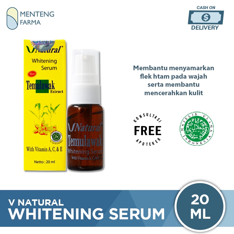 V Natural Whitening Serum 20 mL - Serum Pencerah Wajah Dengan Ekstrak Temulawak