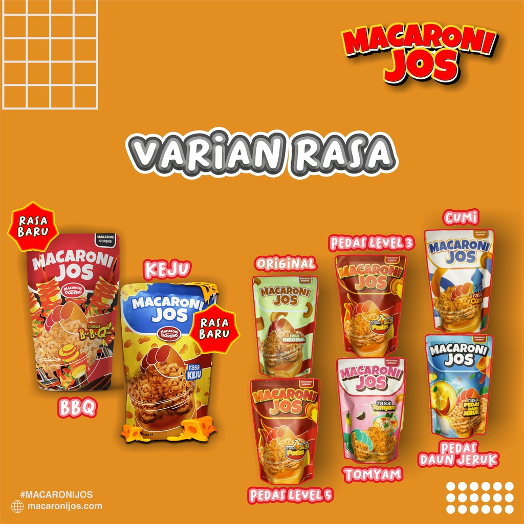 

Snack Macaroni Goreng Aneka Rasa Kemasan Premium 100gr by Macaroni Jos