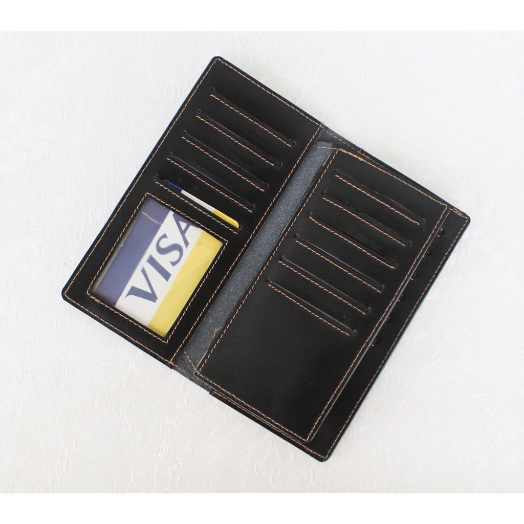 Dompet Kulit Pria Panjang Branded Original Keren Bahan 100% Kulit Sapi Asli Warna Hitam Coklat Tua Dan Tan