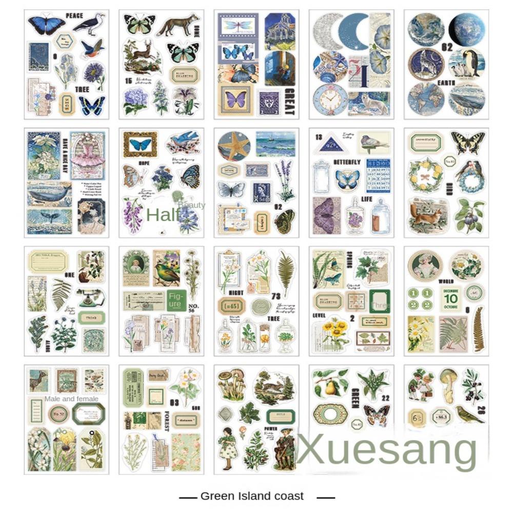 Mxbeauty Tanaman Bunga Kupu-Kupu Stiker Alat Tulis Tahan Air Siswa Diary Dekorasi DIY Scrapbooking Tangan Akun DIY Bahan Stationery DIY Album PET Stiker