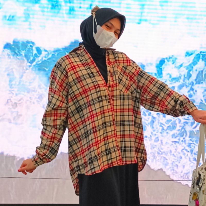 KEMEJA FLANEL OVERSIZE | KEMEJA OVERSIZE | KEMEJA KOTAK OVERSIZE