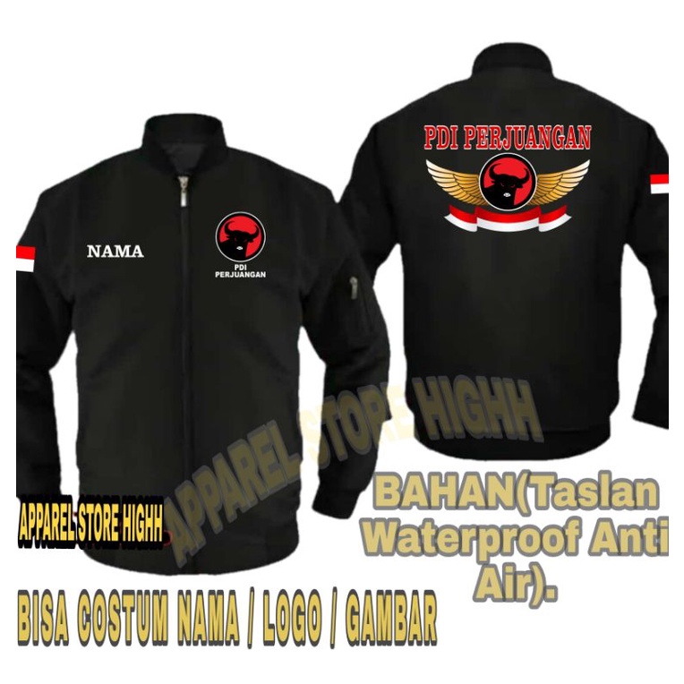 Jaket Bomber PDI Perjuangan / Bomber Jaket PDI Perjuangan Partai PDI Jaket Anti Air Kaos PDI