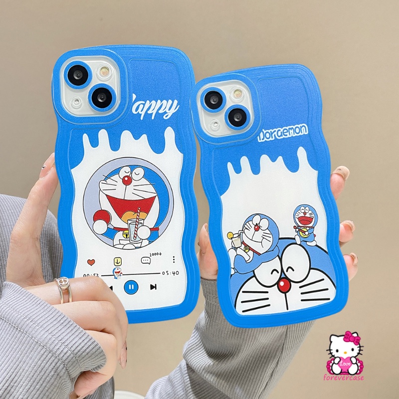 Milk Tea Case Realme C53 C15 C21Y C12 C3 C20A C35 C20 C25s C25Y C11 2020 C25 Realme 6i 5 5i C11 2021 5s C1 Wavy Edge Soft Tpu Kartun Lucu Doreamon Shockproof Back Full Cover