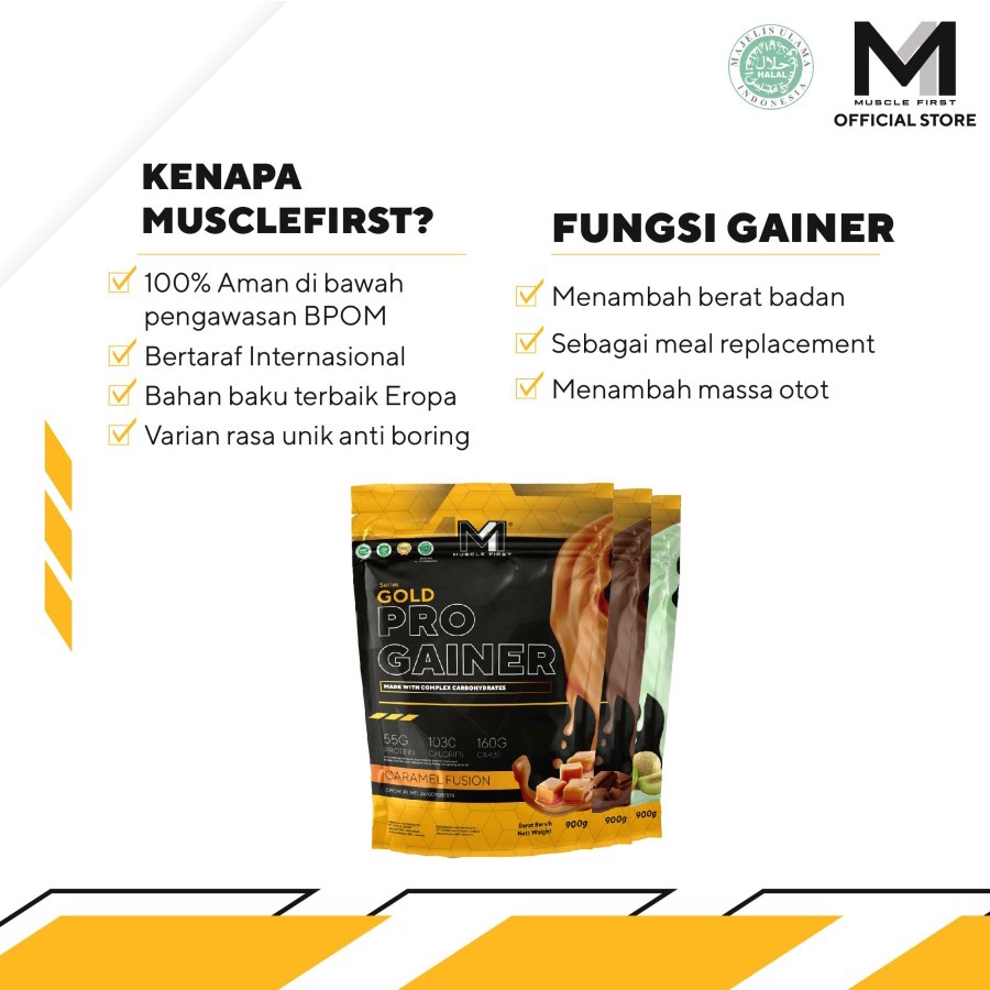 Muscle First M1 Gold Series Pro Gainer 2lbs 900 gram Susu Protein Penambah Berat Badan