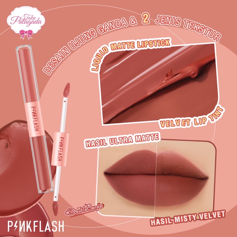 [BISA COD] PINKFLASH #DoubleSense Series 2 In 1 dual-ended lipstick - Pinkflash Duo Lipgloss - Pinkflash Lipstick - Pinkflash PF-L13