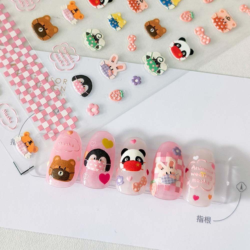 Mxbeauty Kartun Stiker Kuku Wanita Relief Babi Inuyasha Manicure Aksesoris Animasi Nail Art Dekorasi