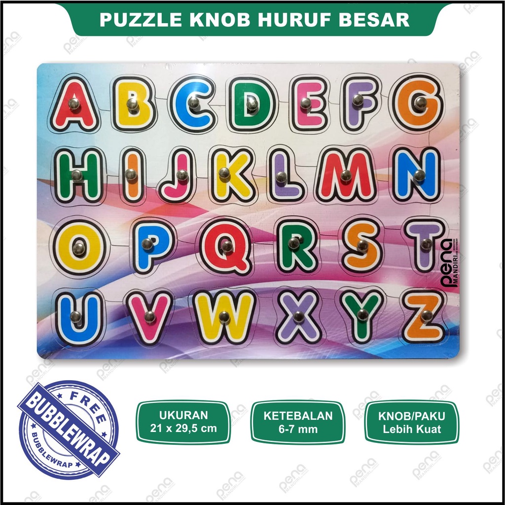 Puzzle Kayu Knob/Puzzle Kayu/Puzzle Angka/Puzzle Huruf/Puzzle Hijaiyah