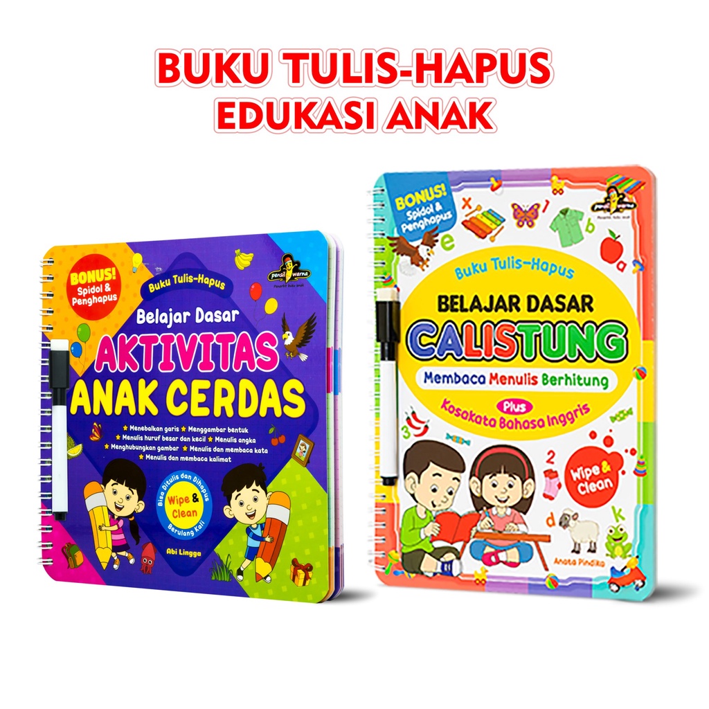 Buku Anak TK Paud Belajar Dasar Calistung Membaca Menulis Berhitung Plus Kosa Kata Bahasa Inggris Da
