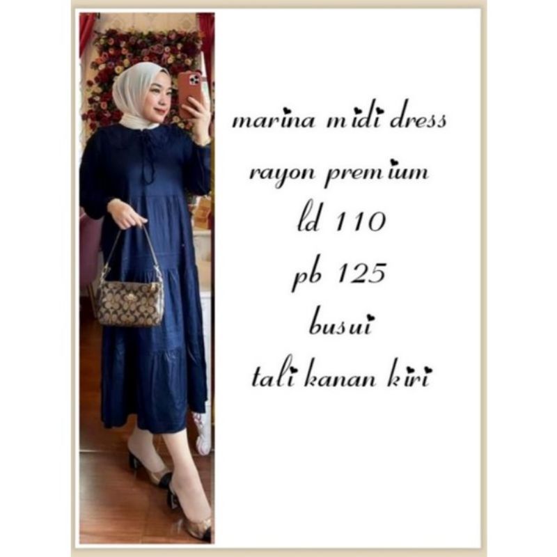 Marina MIDI dres polos maxsi dress/ gamis rayon premium