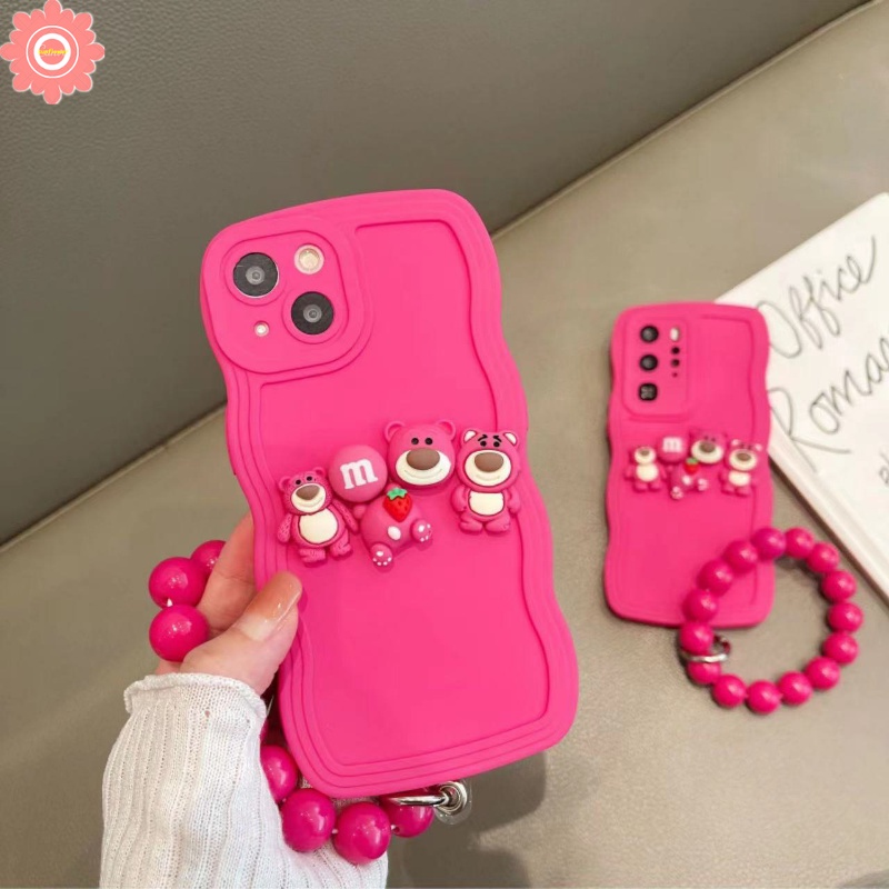 Soft Case TPU Motif Hati 3D Dengan Gelang Manik-Manik Untuk iPhone 11 XR 7 8 14 Plus Pro MAX 14 12 13 Pro MAX X XS MAX