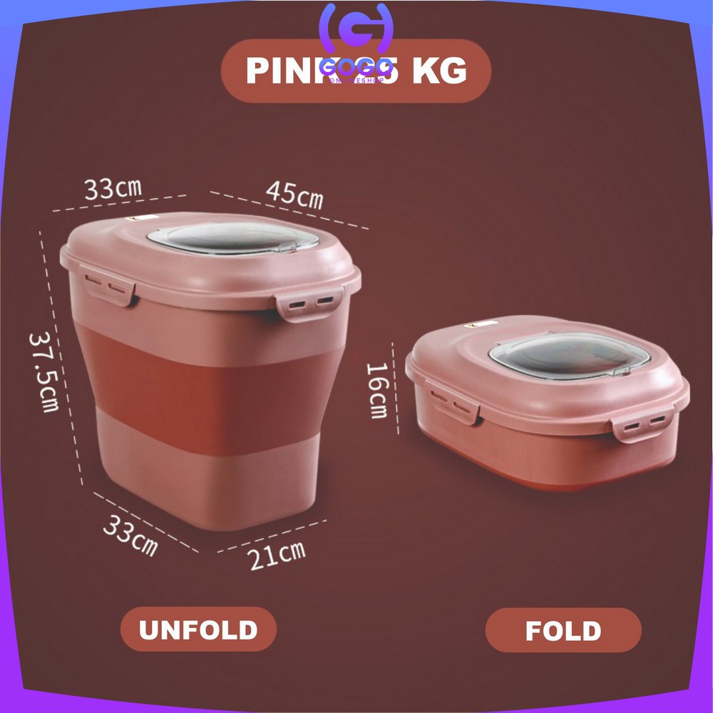 GOGO-C259 Tempat Penyimpanan Beras 25KG Foldable Rice Container Storage Dispenser Beras FREE CANGKIR
