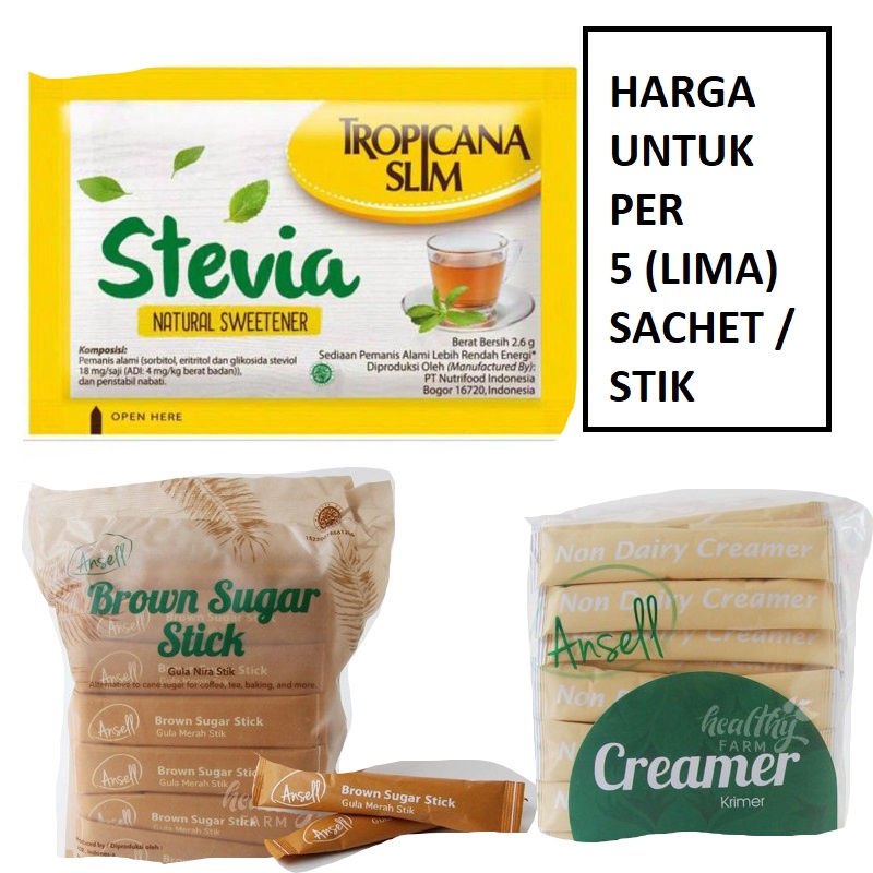 TRIPICANA SLIM STEVIA - TROPICANA SWEETENER - GULA TROPICANA - PEMANIS TROPICANA - GULA MERAH - ANSELL - KRIMER - CREAMER - GULA JAWA