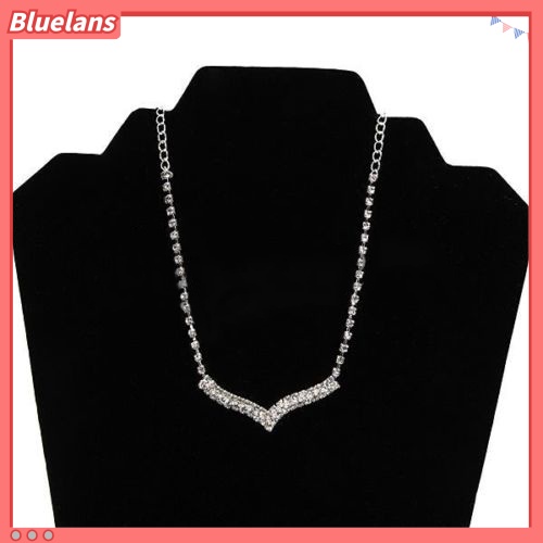 Bluelans Fashion Women Lady Rhinestone Stud Earring Necklace Wedding Bridal Jewelry Set