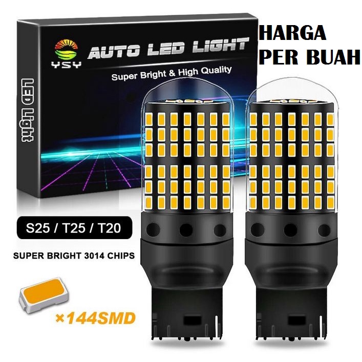 Lampu LED T20 7440 144 LED SUPER BRIGHT Lampu Led Sein Sign Sen Riting Super Terang mobil dajal dajjal DUS HITAM