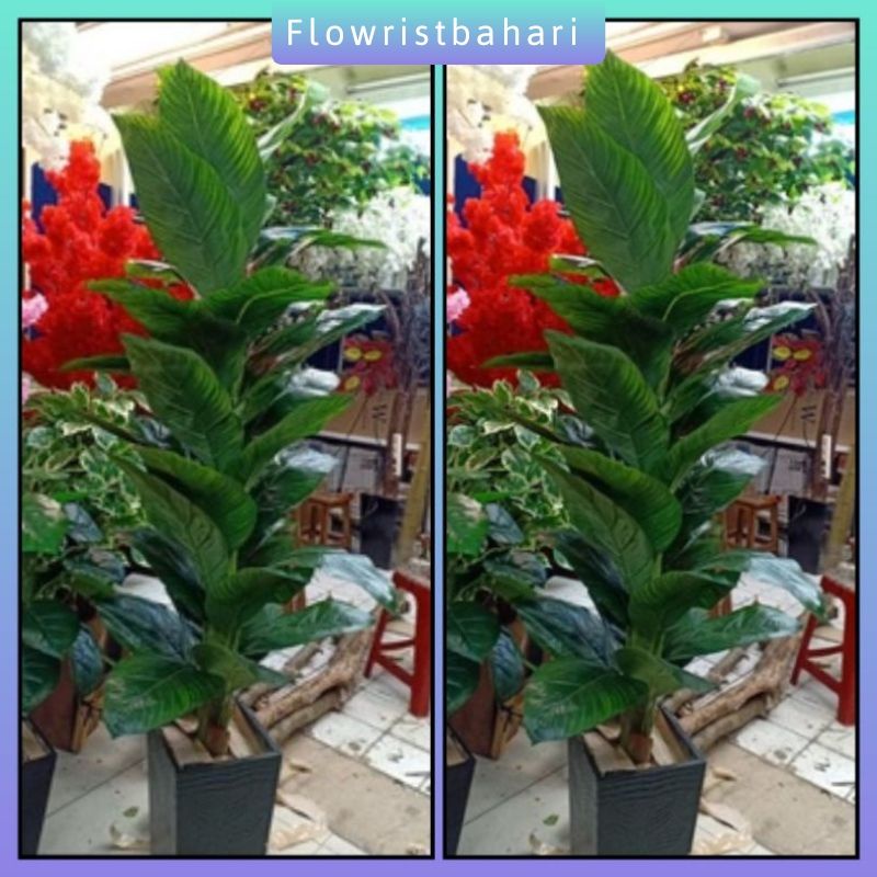 pohon hias dekorasi palsu plastik tinggi artificial pohon hias besar dekorasi artificial