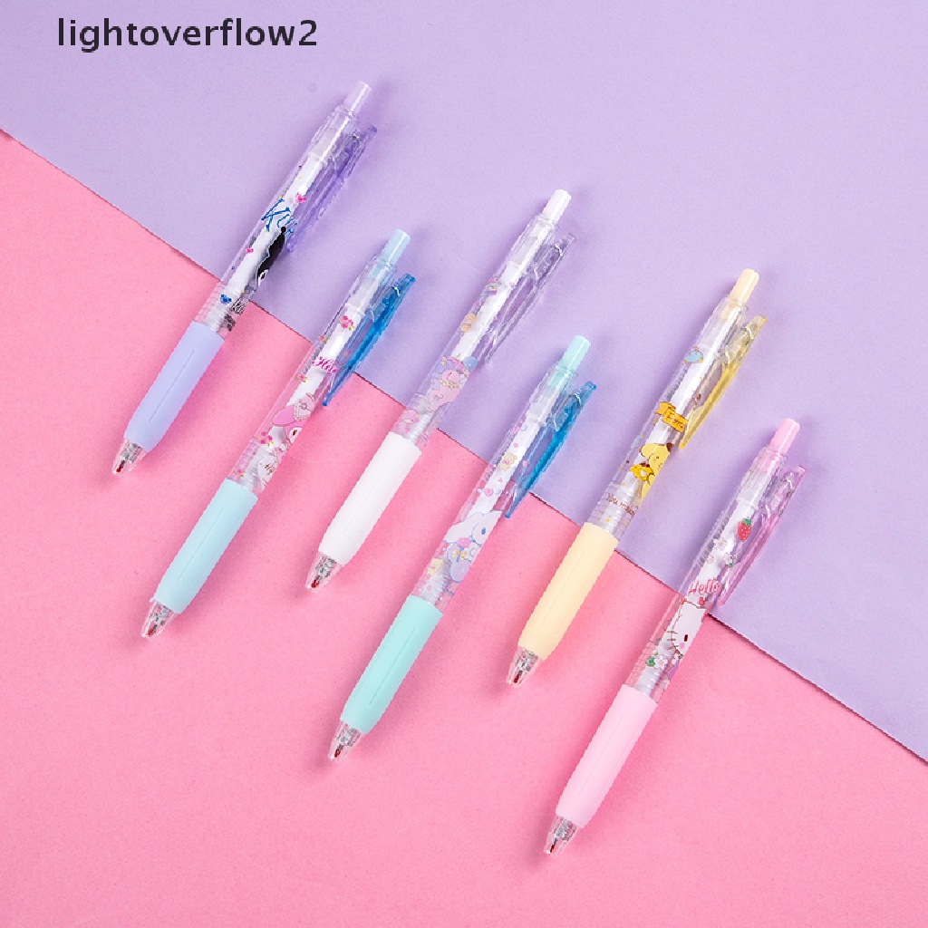 (lightoverflow2) 1 / 6Pcs Pulpen Gel 0.5MM Motif Anime Untuk Stationery Anak Perempuan / Hadiah