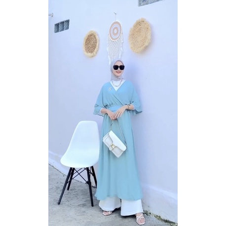 [ COD ] Nasya Outer Muslimah Kekinian | Fashion Muslim Cardigan Dress Bahan Cerutty |