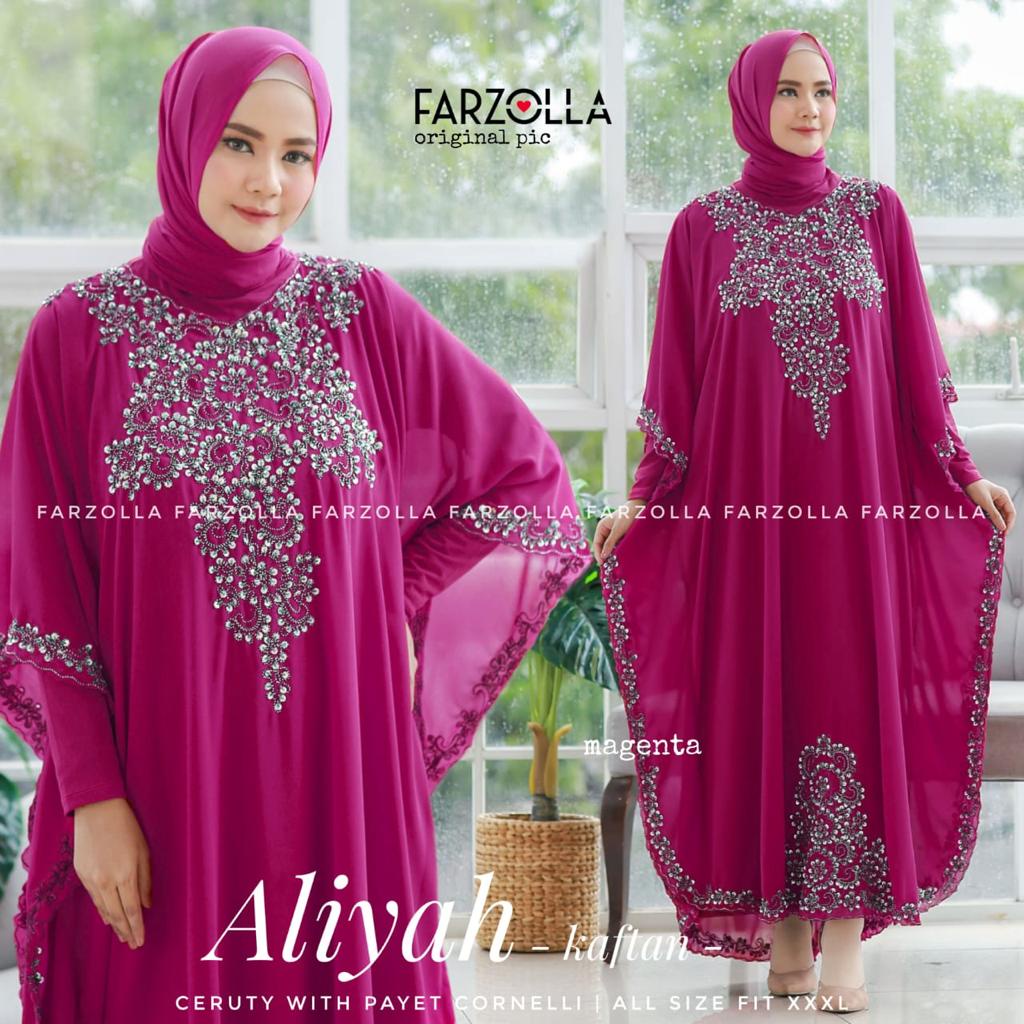 Aliyah Kaftan Full Payet Jumbo Kaftan Gamis Wanita Best Seller Original Produk By Farzolla