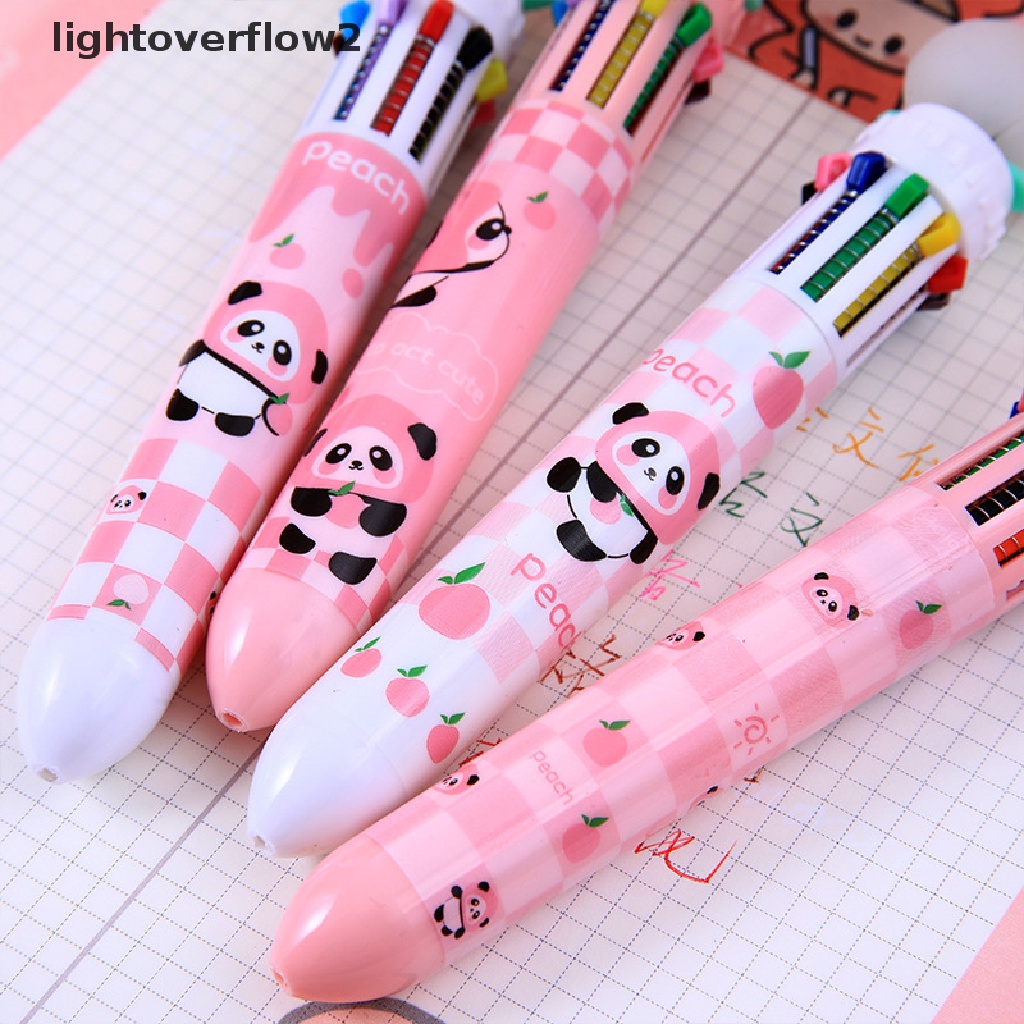 (lightoverflow2) Pulpen 10 Warna Dengan Hiasan Panda Untuk Sekolah / Kantor