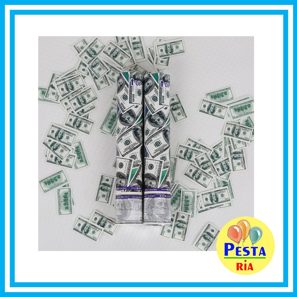 Murah (1 Pcs) Party Popper Dollar Uk 30,40,50, party popper kertas dollar, popper pesta, popper ulan