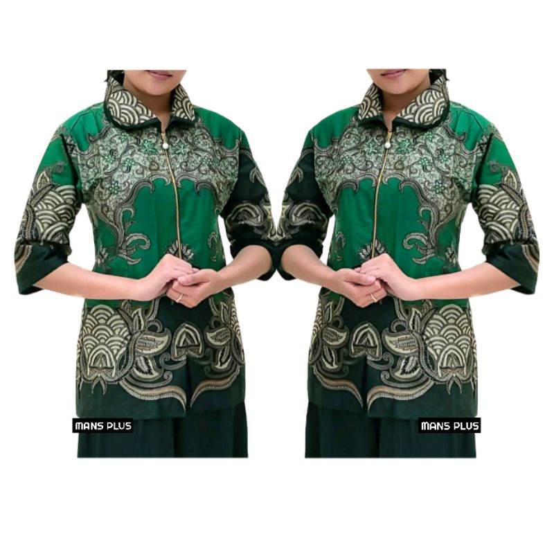 Blouse Batik Wanita Modern Big Size XXL XXXL Atasan Batik Kemeja Wanita Jumbo 4L-5L Baju Kerja Wanita Seragam VV