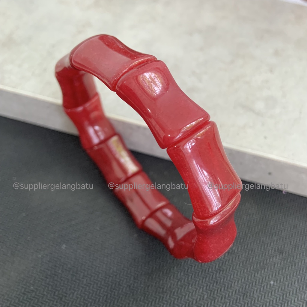 Gelang Batu KORAL MERAH TULANG limited batu alam RED CORAL akik serat