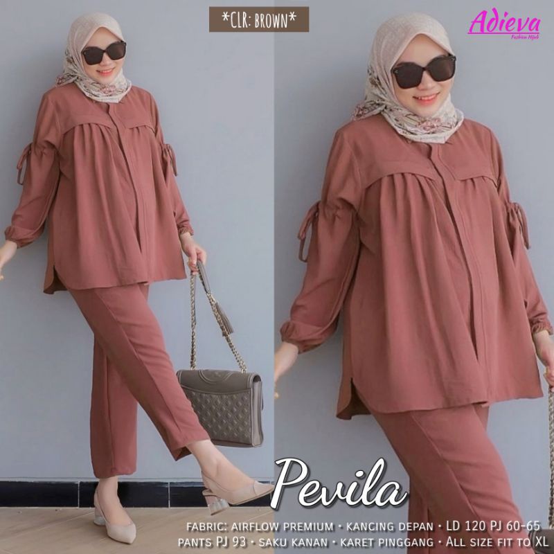 Ramdan Collection | Pevila Set Crinkle Airflow Premium Daily One Set Wanita Kekinian Korean Style Fashion Muslim Import Jumbo Rayon Baju Wanita Remaja Anak Perempuan Terbaru OOTD Hijab Kondangan