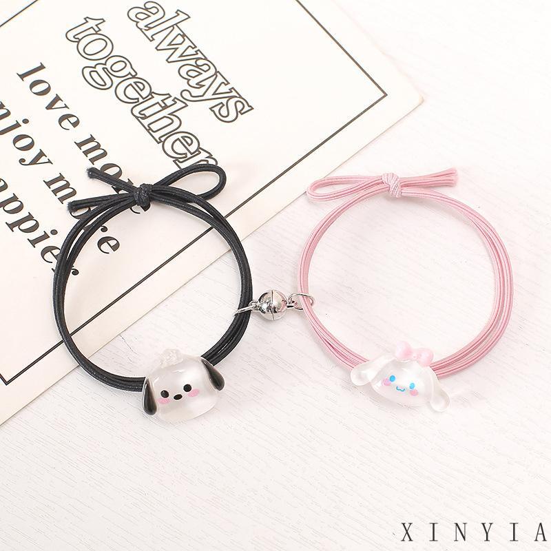 【Bayar di tempat】2PCS Cartoon Kulomi Bracelet Tali Rambut Gelang Karet Magnetik Bentuk Anjing Pochacco Untuk Pasangan Pacar perempuan