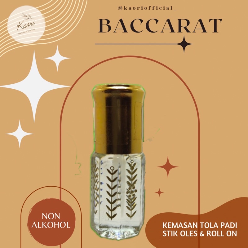 Parfum Baccarat Kemasan Tola Padi Ukuran 3 , 6 dan 12 ml 100% Murni Bibit Parfum Tidak Mengandung Campuran Apapun