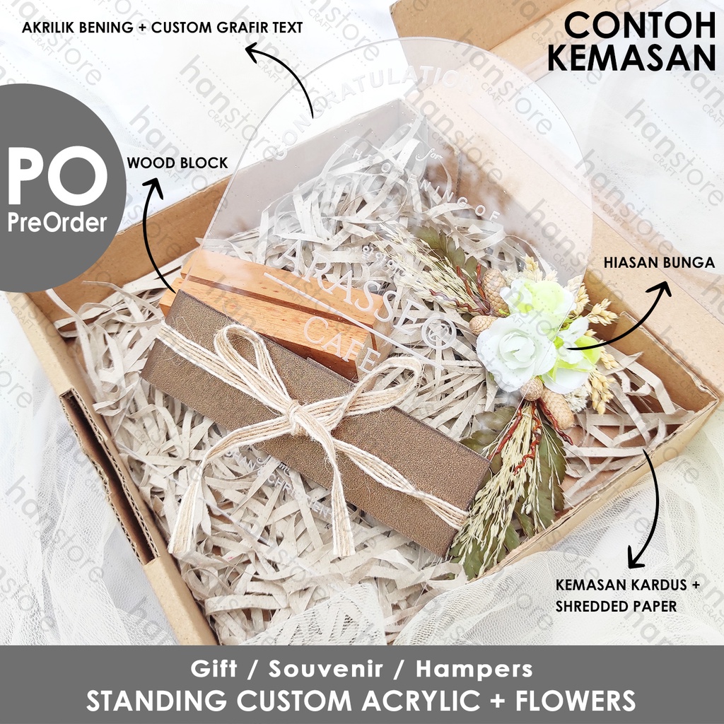 

PO Standing Custom Acrylic + Flowers Hampers / Box / Gift / Birthday Gift / Graduation / Wedding / Souvenir / Hadiah / Kado