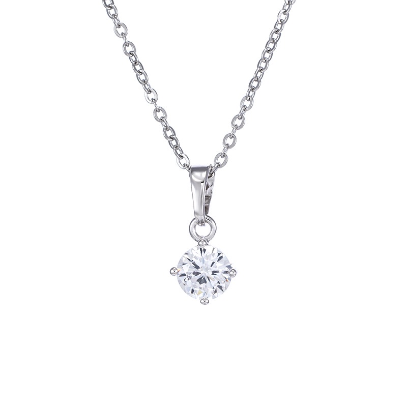 Kalung Wanita Rhodium Plated White Gold Liontin Batu Permata