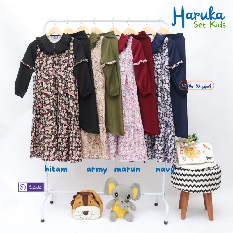 GAMIS SET ANAK, BANAT HARUKA, GAMIS JILBAB HARUKA, GAMIS MURAH