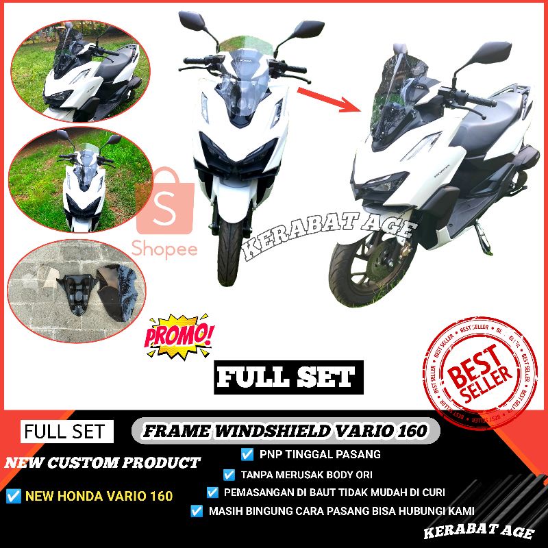 Aksesoris vario 160 / Full Set frame windshield vario 160cc Kedok Visor Variasi Modifikasi Custom